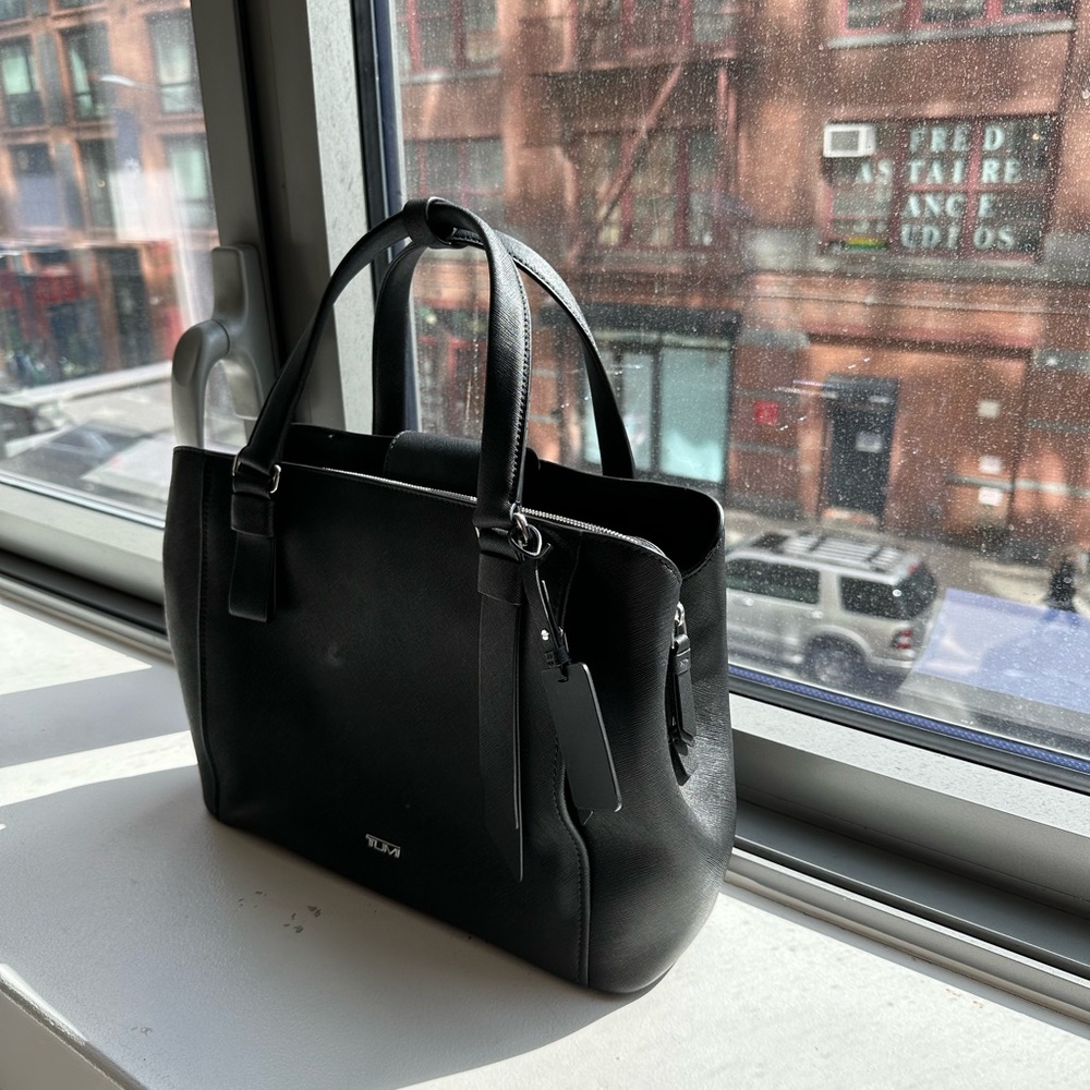 Tumi Black Leather Tote Bag